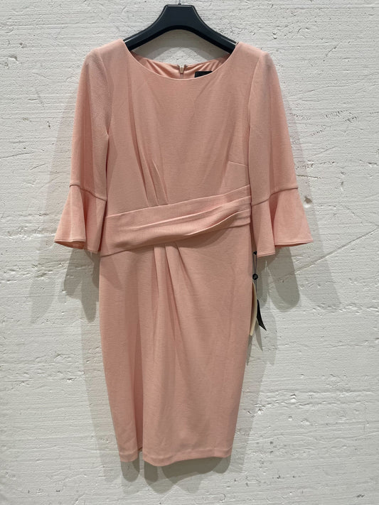 Adrianna Papell-Soft Blush Rio Knit Draped Sheath Dress Blush UK14 Blush UK14