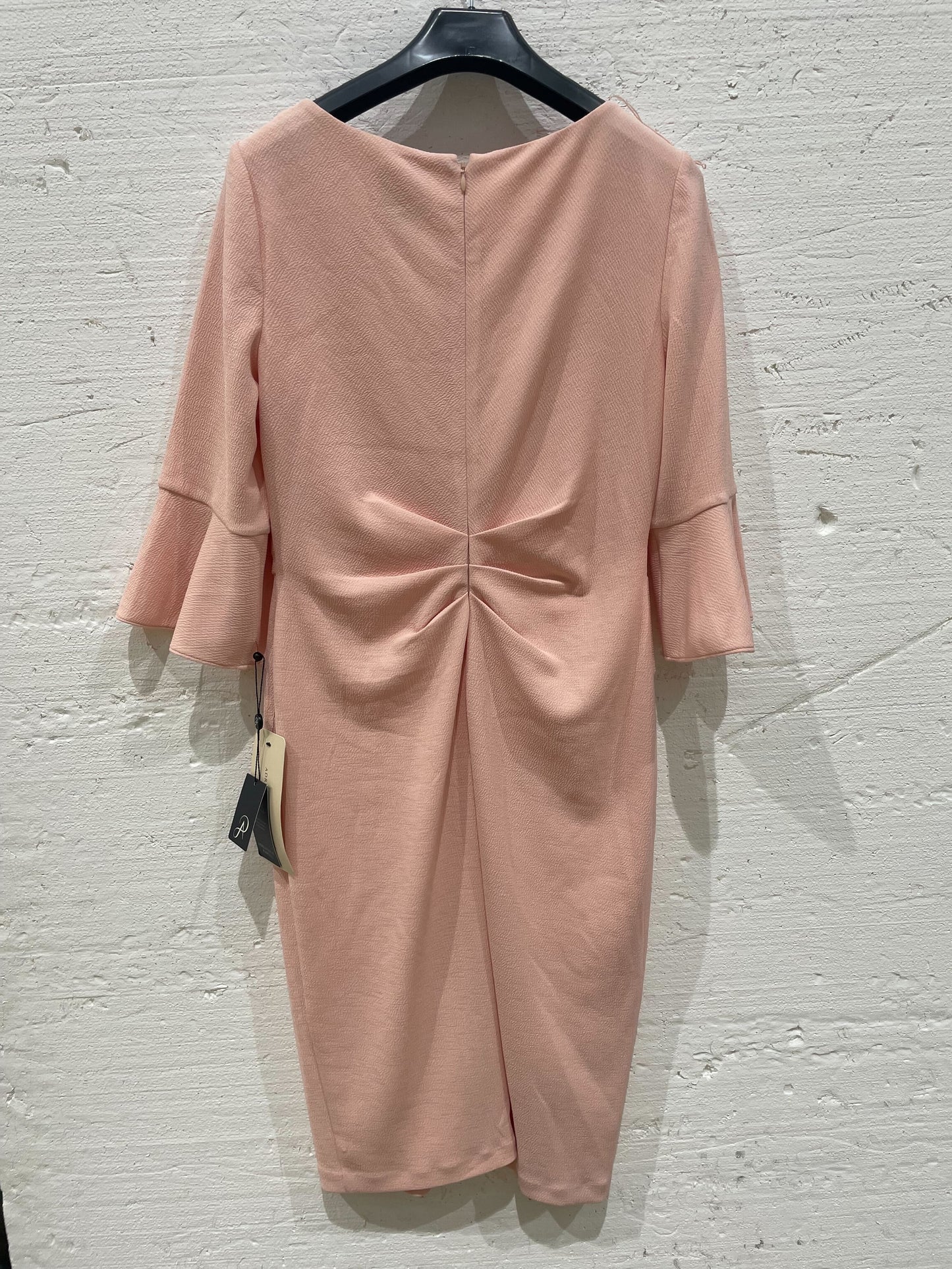 Adrianna Papell-Soft Blush Rio Knit Draped Sheath Dress Blush UK14 Blush UK14