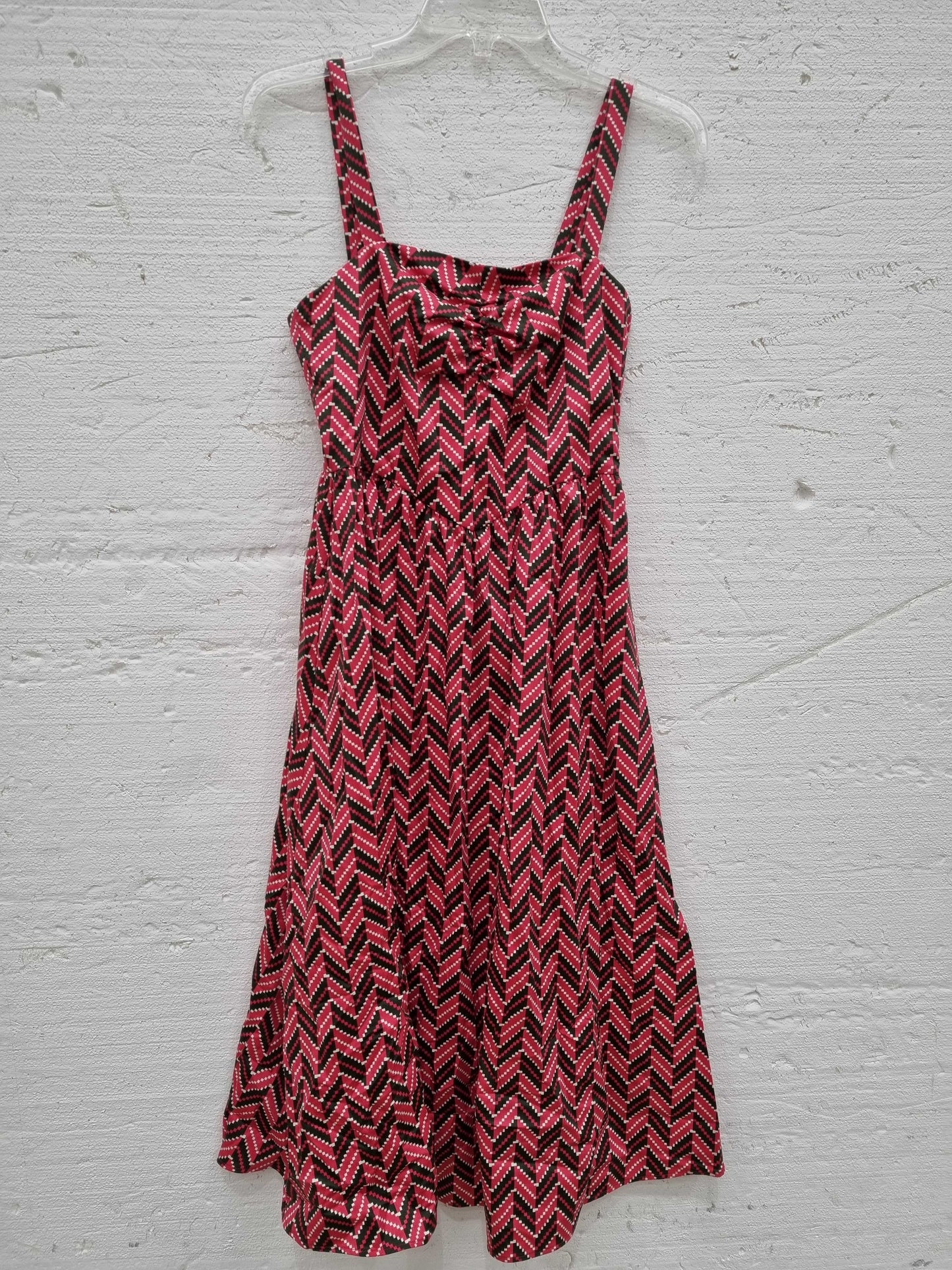 Max&Co PINK-Red Tonka Pattern Cotton Midi Dress Red Uk 6 Red Uk 6