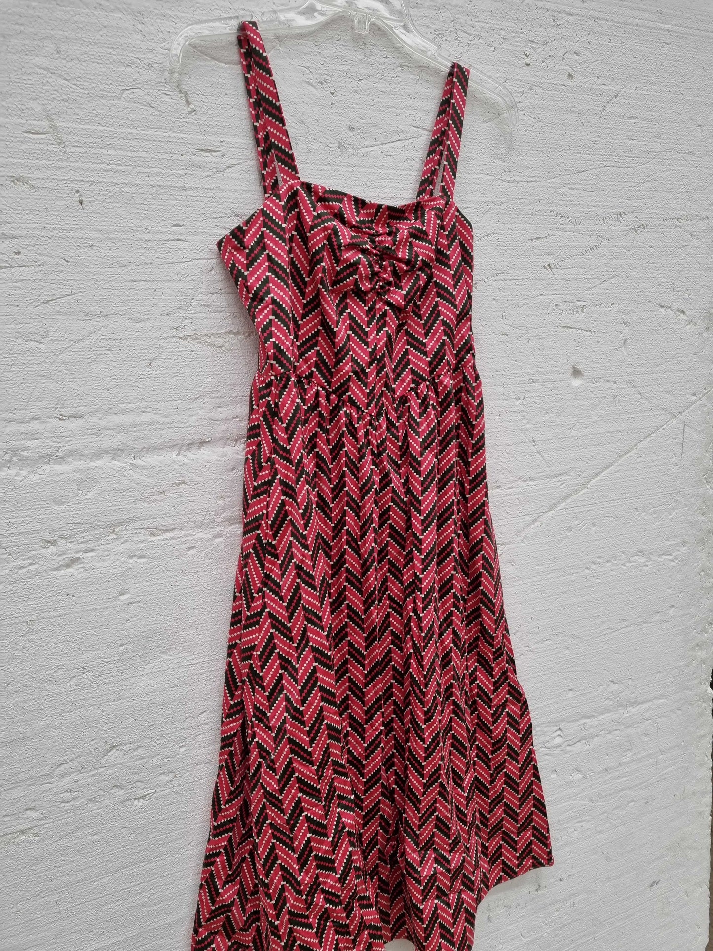 Max&Co PINK-Red Tonka Pattern Cotton Midi Dress Red Uk 6 Red Uk 6